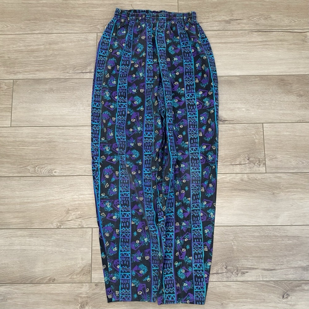 Vintage Sun Runner Lightweight Pants Made In USA Women Size Medium Geometric 90s